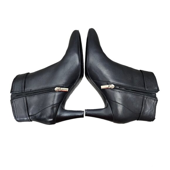 BANDOLINO Leather Zip Buckle Ankle Black Bootie Boots - Picture 7 of 12